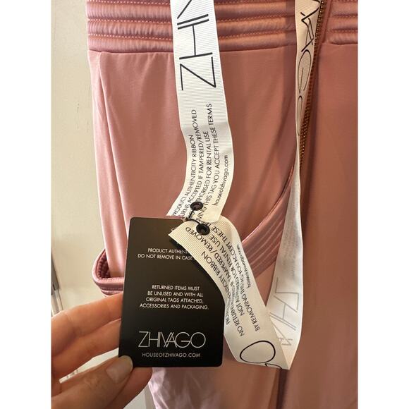 Zhivago NWT Pink Miracle Satin Halter Midi Dress Size 8 Bodycon Cocktail Evening - Picture 7 of 12